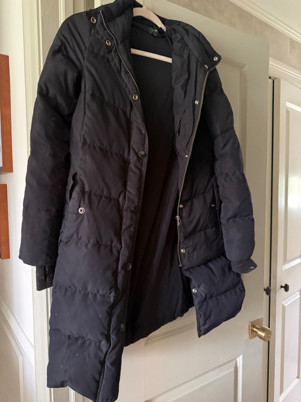 J. Crew Black Quilted Long Puffer Jacket